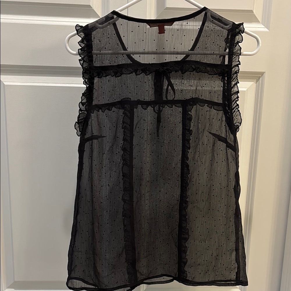 (5/$30 deal) 
2pc Bundle Black tops: Lace Trim Cami Top and sheer blouse